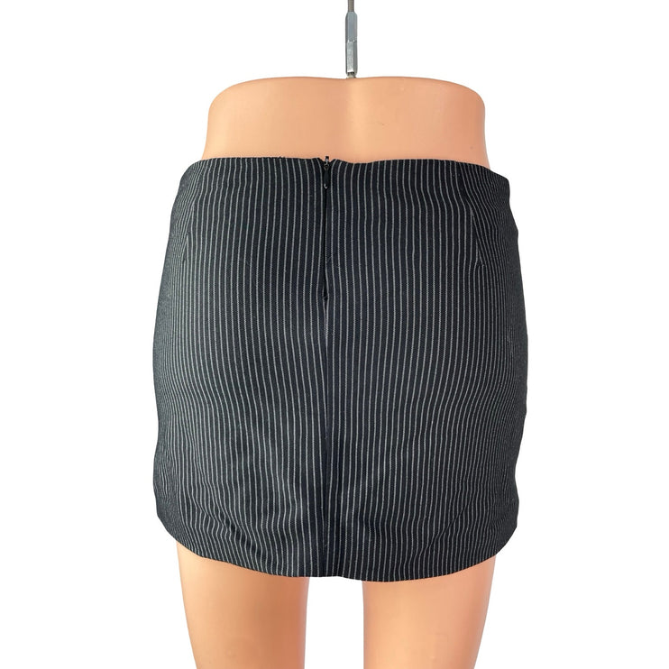 Superdown Black White Pinstriped Faux Pocket High Waist Pencil Mini Skirt Size S