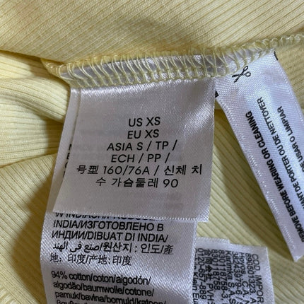 Calvin Klein Women's Yellow Crew Neck Short Sleeve Slim Baby Tee T-Shirt Top XS