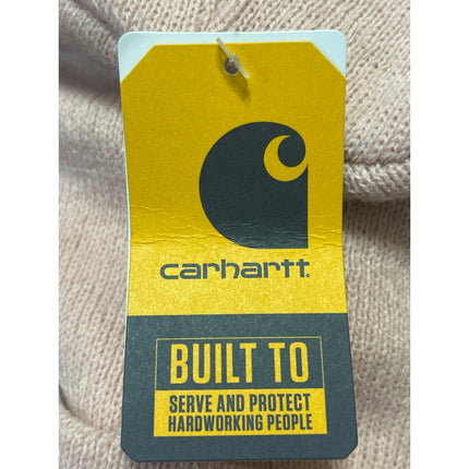 NEW Carhartt Women's Pink Knit Cuffed Fold Up Logo Patch Beanie Cap Hat One Size