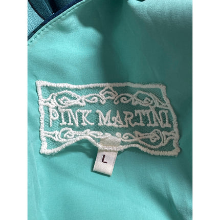 Pink Martini Women's Green Tropical Sleeveless Pleated Mini Flare A-Line Dress L