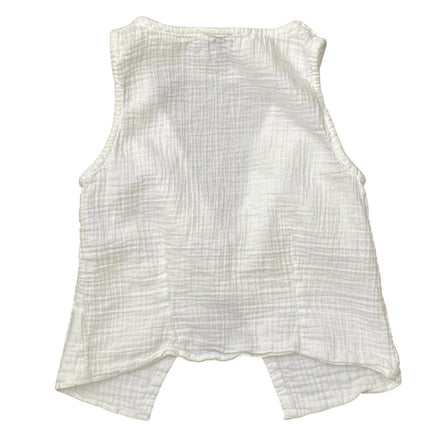 Princess Polly Women's White Sleeveless V Neck Button Crop Vest Tank Top Size 0