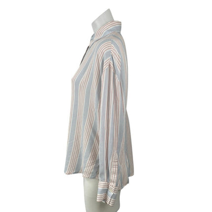Daze Women's Blue Striped Long Sleeve Tie Back Button Down Shirt Top Size XS