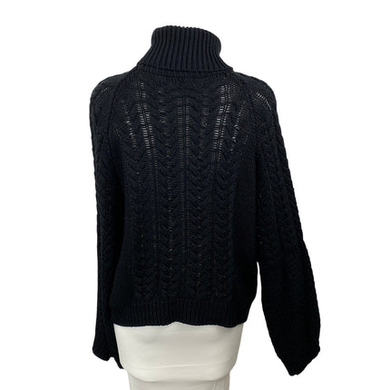 Missguided Women's Black Cable Knit Turtleneck Long Sleeve Sweater Top Size 2