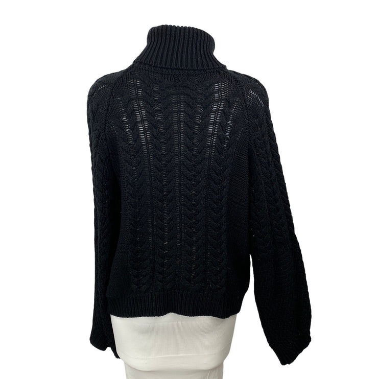 Missguided Women's Black Cable Knit Turtleneck Long Sleeve Sweater Top Size 2