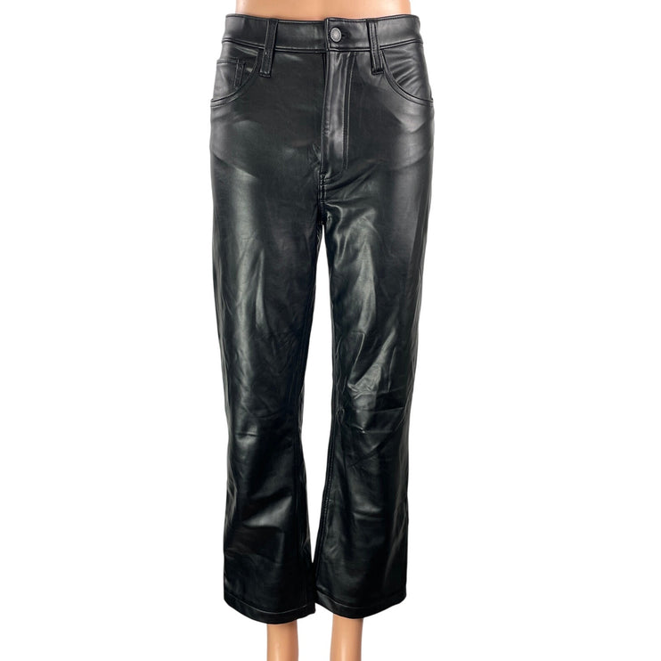 Abercrombie & Fitch Black Ultra High Rise Leather Straight Trouser Pants Sz 26/2