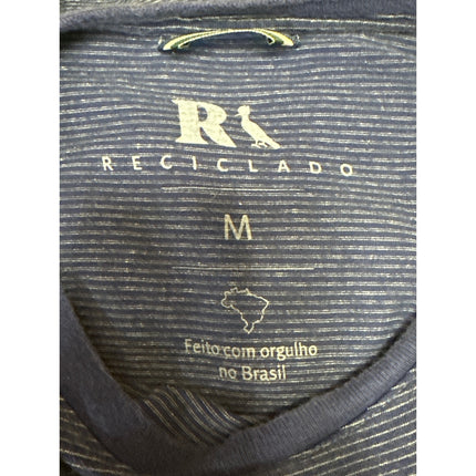 Reciclado Men's Blue Ombre Colorblock Short Sleeve Crew Neck Tee T-Shirt Top M