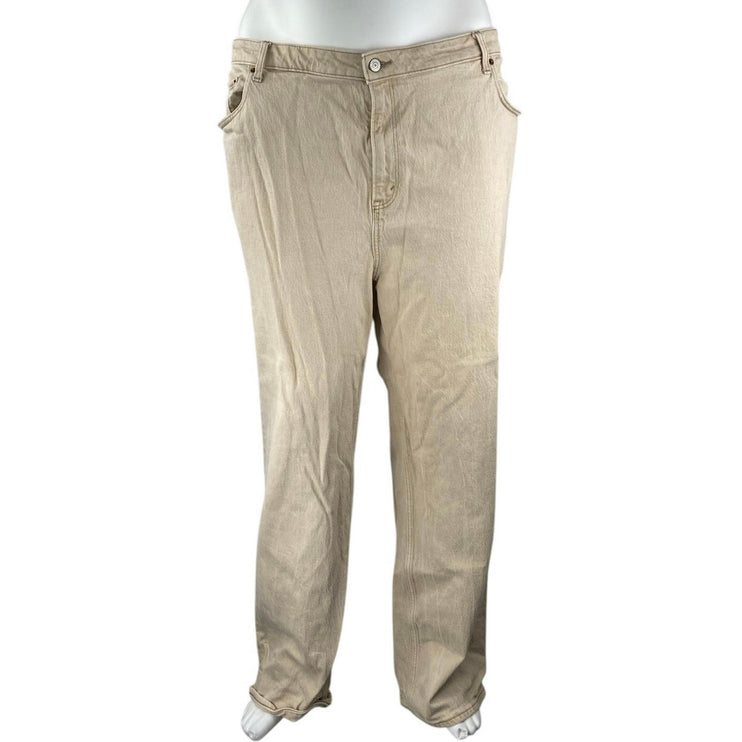 Abercrombie & Fitch The 90s Relaxed Corduroy Beige Khaki Tank Trousers Pants 24