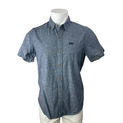 Superdry Men's Gray Short Sleeve Chest Pocket Button Down Shirt Top Size L