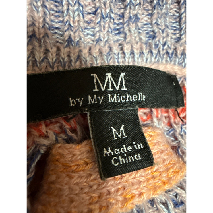MM by My Michell Multicolor Striped Long Sleeve V Neck Cropped Sweater Top Sz M
