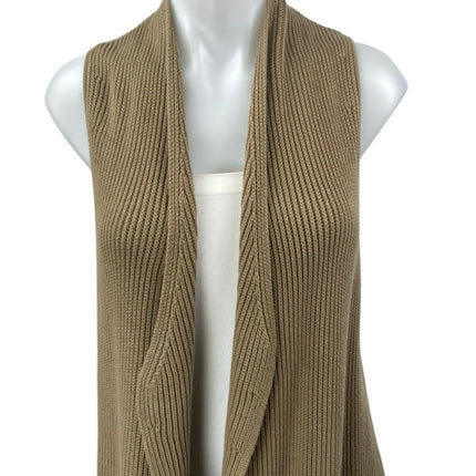 Splendid Women's Tan Sleeveless Knit Open Pocket Cardigan Sweater Top Size S