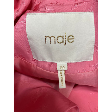 Maje Womens Pink Bird Jacquard Long Sleeve Notch Lapel Blazer Coat Jacket Size 6