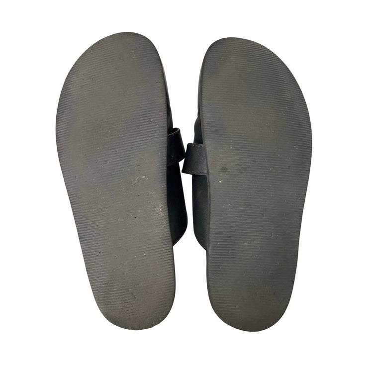 Charles & Keith Gabine Women's Black Buckled Leather Loafer Mules Sandals US 10