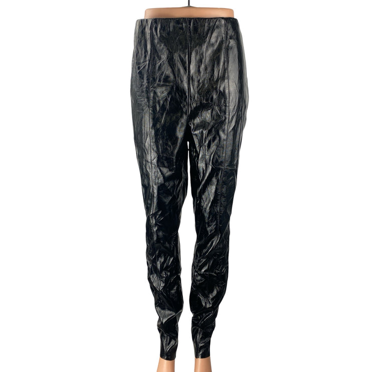ASOS Women's Black Faux Leather Vegan Tapered High Waisted Trousers Pants Size 8