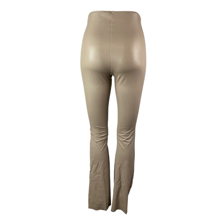 Commando Women's Beige Faux Leather Vegan High Rise Flared Leggings Pants Size S