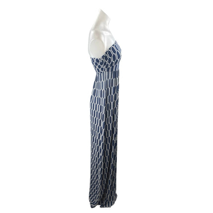 Hourglass Lilly Geometric Ikat Strapless Tube Bandeau Summer Maxi A-Line Dress S