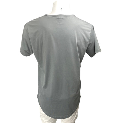 Cuts Curve Hem Men's Gray Short Sleeve Crew Neck Basic Tee T-Shirt Top Size XL