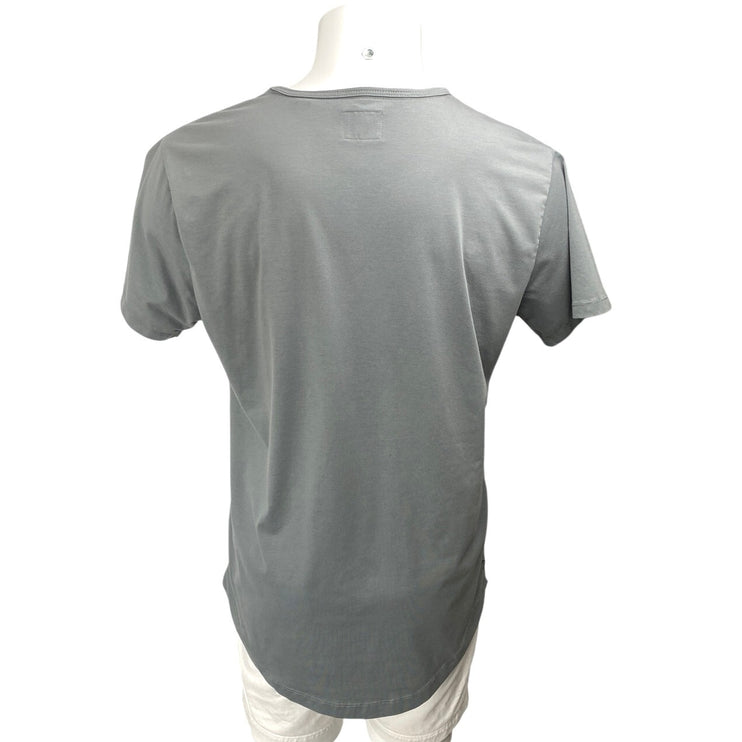 Cuts Curve Hem Men's Gray Short Sleeve Crew Neck Basic Tee T-Shirt Top Size XL