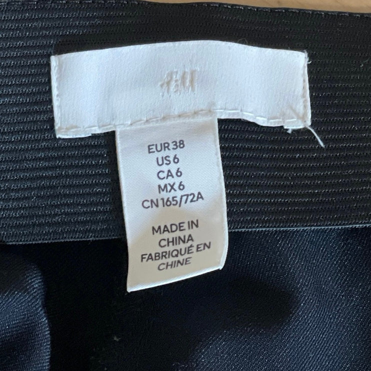 H&M Women's Black High Waisted Palazzo Wide Leg Flare Trousers Dress Pants Sz 6