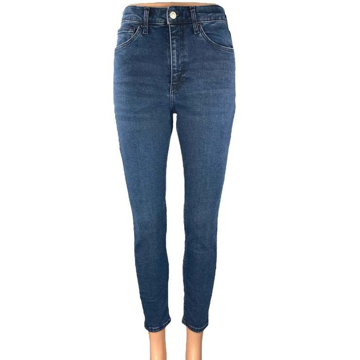 Topshop Jamie Women's Blue High Waisted Stretch Cropped Skinny Jeans Size 28