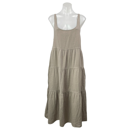 Aritzia Wilfred Free Tan Sleeveless Tiered Flowy Scoop Neck Maxi A-line Dress S