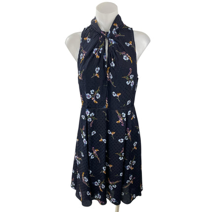Rebecca Taylor Natalie Black 100% Silk Floral Sleeveless A Line Mini Dress Sz 8