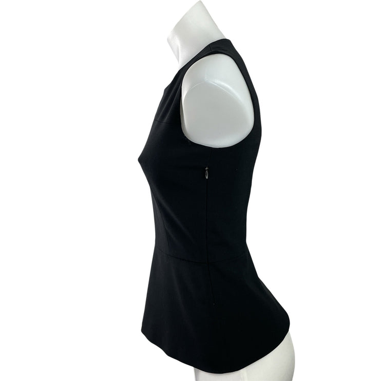 Theory Etia Women's Black Wool Sleeveless Peplum Round V Neck Casual Tank Top P