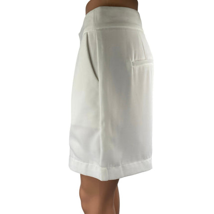 Bishop + Young Women's White High Waisted Pleated Wide Leg Casual Shorts Size M