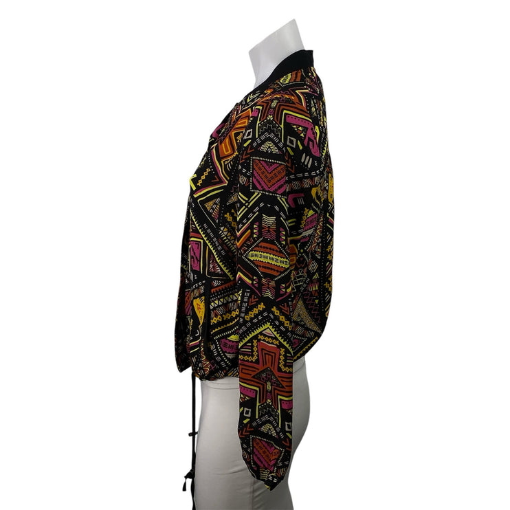 H&M Coachella Tribal Geometric Boho Long Sleeve Full Zip Shirt Jacket Size 6