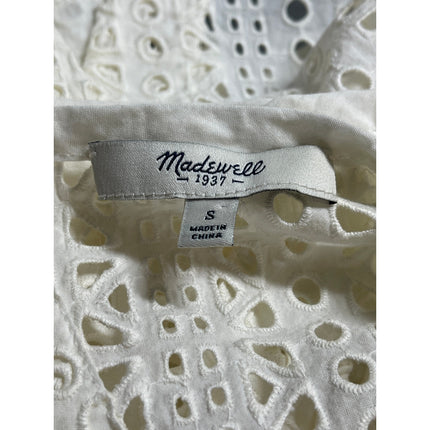 Madewell White Embroidered Eyelet Split Back Sleeveless Tank Blouse Top Size S