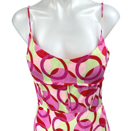 Zara Womens Pink Geometric Print Sleeveless Cami Camisole Mini Slip Tank Dress L