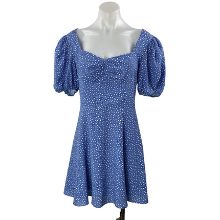 French Connection Blue Floral Short Puff Sleeve Fit & Flare Mini Dress Size 6