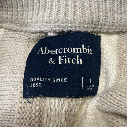 Abercrombie & Fitch Beige Striped Long Sleeve Crew Neck Sweater Top Size L