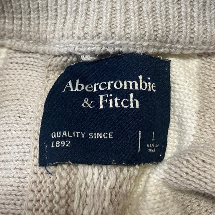 Abercrombie & Fitch Beige Striped Long Sleeve Crew Neck Sweater Top Size L
