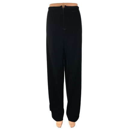 Tadashi Women's Black Velvet Beaded Side Slit High Rise Wide Leg Trouser Pants L