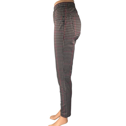 Sanctuary Women's Black Red Houndstooth High Rise Skinny Trousers Pants Size S