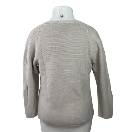 Uniqlo Womens Beige Long Sleeves Knit Textured V-neck Pullover Sweater Top Sz XL