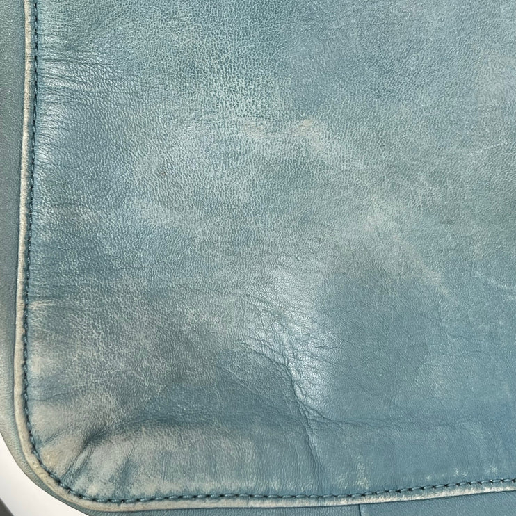 Coach Chelsea Teal Blue 100% Leather Crossbody Zipper Satchel Bag Handbag OS