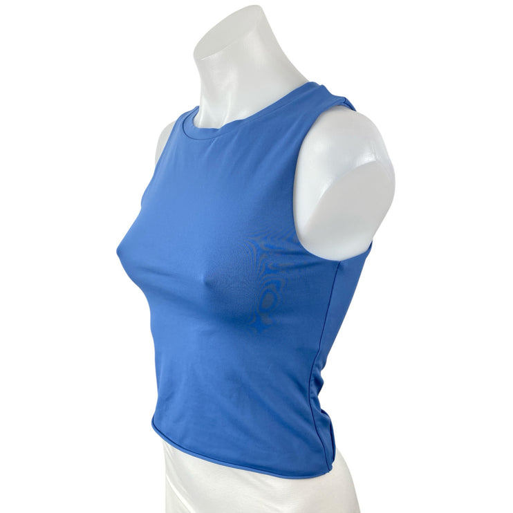 Aritzia Babaton Women's Blue High Neck Sleeveless Cami Tank Crop Top Size M