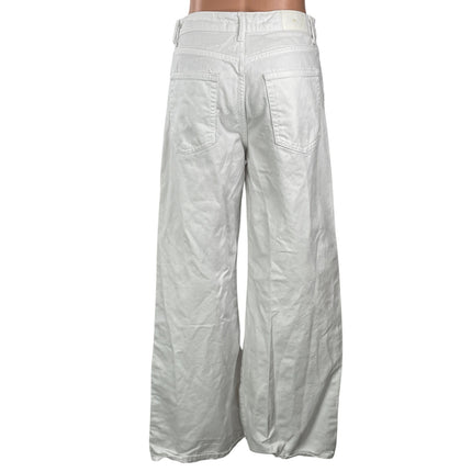 Zara Women's White High Waisted Wide Leg Baggy Palazzo Denim Jeans Size 4