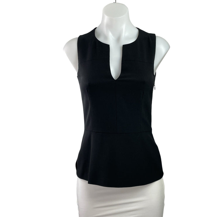 Theory Etia Women's Black Wool Sleeveless Peplum Round V Neck Casual Tank Top P