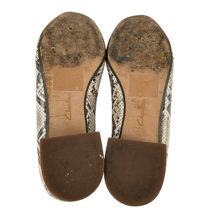 Clarks Marilyn Leah Snakeskin Animal Print Low Slip On Block Heels Pumps Shoes 8