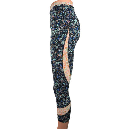 Free People Movement Lose Your Marbles Blue Floral Crop Activewear Leggings Sz S