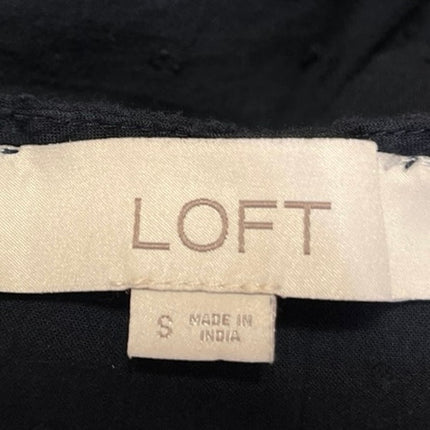 Ann Taylor LOFT Blue Polka Swiss Dot Puff Sleeve Back Button Casual Blouse Top S