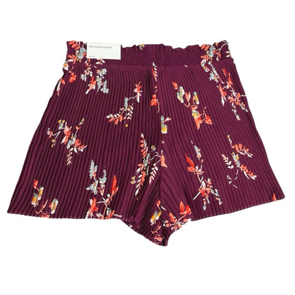 Ann Taylor NWT Purple Plum Tart Floral Pleated Smocked High Waist Short Size 4