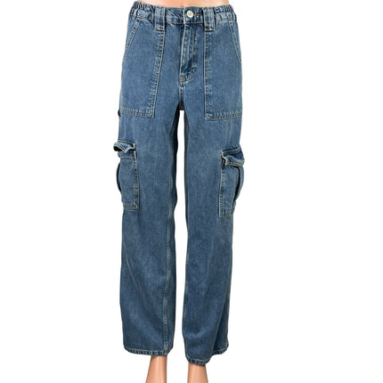 Urban Outfitters BDG Women's Blue Cargo High Rise Straight Denim Jeans Size 25
