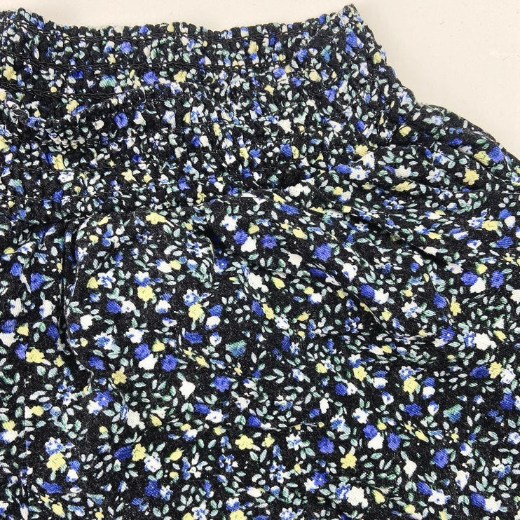 Don't Ask Why Black Floral Print Low Rise Elastic Waist Pull On Casual Shorts OS