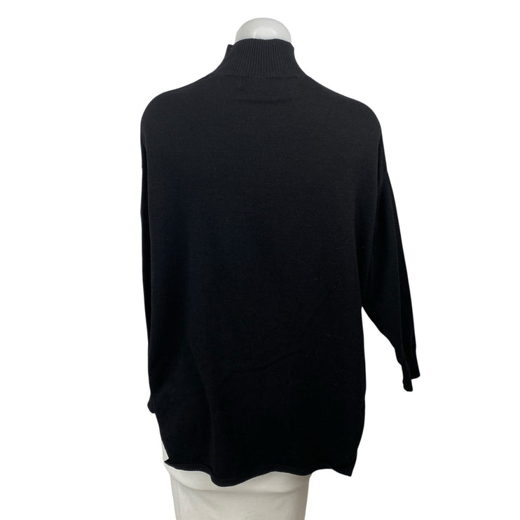 MNG Mango Women's Black Long Sleeve Turtleneck Knit Longline Sweater Top Size S