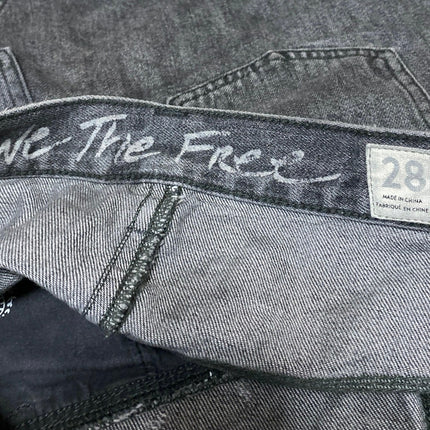 Free People We The Free Sidecar Black Raw Hem Mini Denim Jean Skirt Size 28