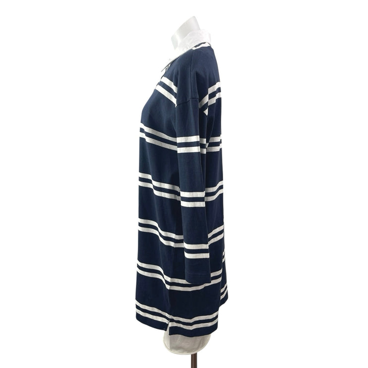 NEW Abercrombie & Fitch Blue Striped Collared Long Sleeve Polo Sweater Dress M