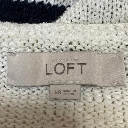 Ann Taylor LOFT Women White Black Striped Long Sleeve Knit Sweater Top Size XS